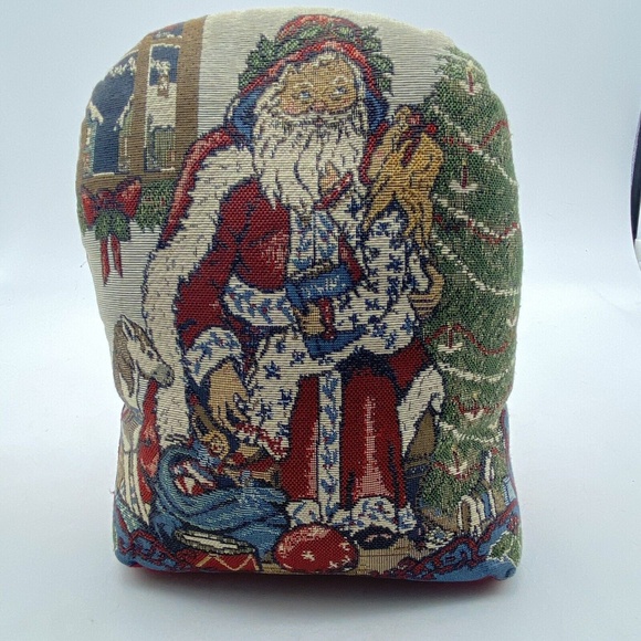 Vtg Christmas Doorstop‎ Weighted Santa Claus Needlepoint Tapestry 10 3lbs 10oz - Picture 1 of 11